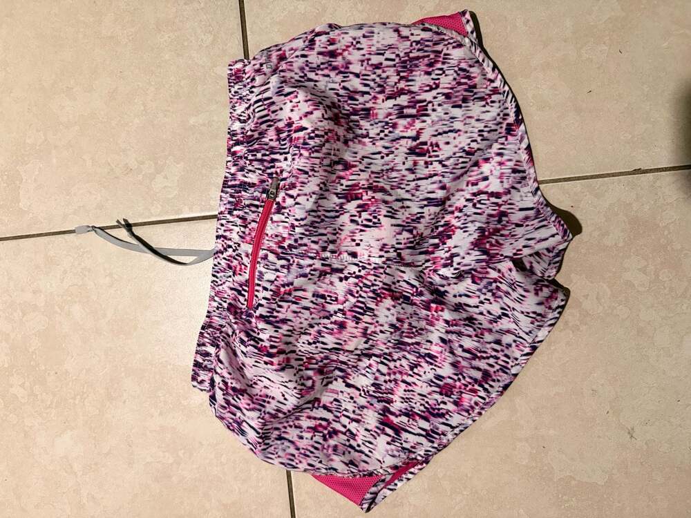 Nike Women's Dri-Fit Running Shorts XS Purple Pink Abstract Icon Clash Tempo - Picture 4 of 7